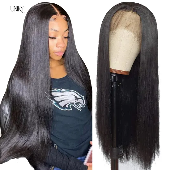 Uniky Raw Peruvian Virgin Human Hair HD Transparent Lace Frontal Closure Wig Pre Plucked Swiss Lace Front Wig For Black Women