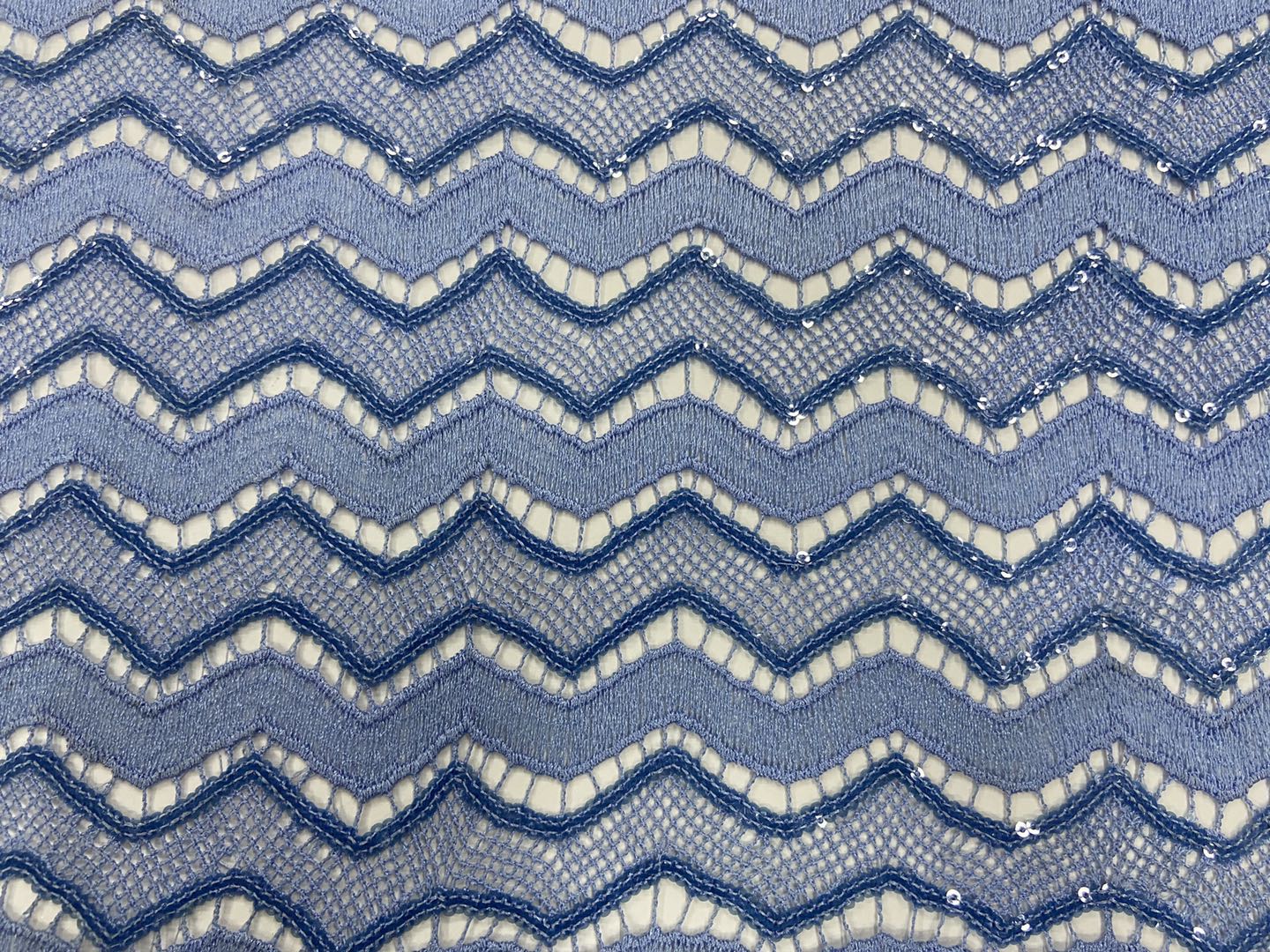 Optical Style ZigZag Sequin Embroidery Farbics