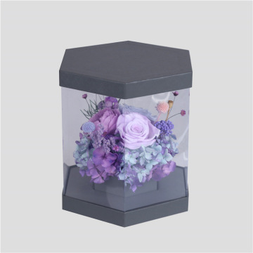 Hexagon Luxury Clear Flower Box με διαφανές παράθυρο