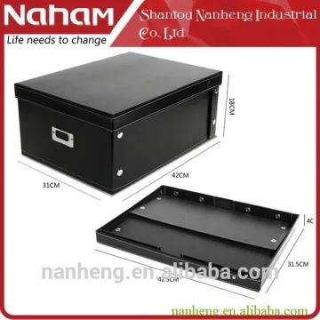 NAHAM Black faux leather file cd dvd storage box