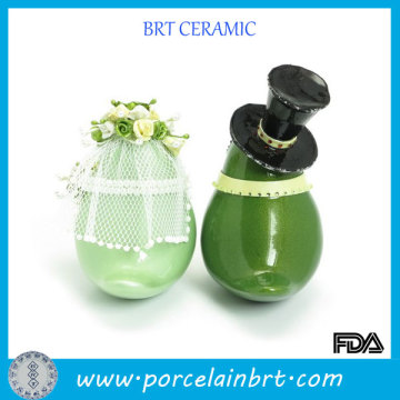Green love birds ceramic home decor wedding cake topper