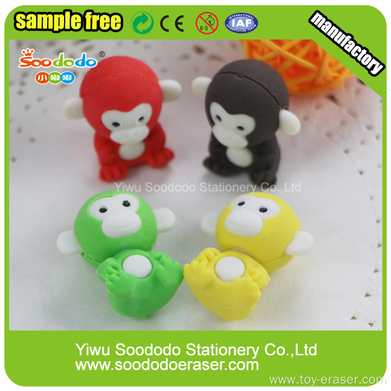 shaped erasers monkey sets back to school stationery