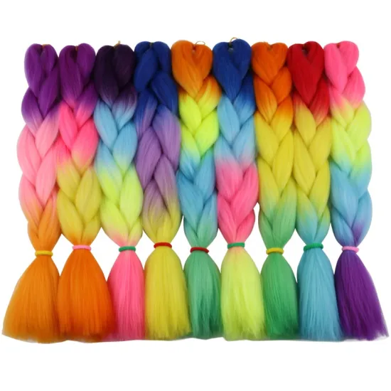 New Color Low temperature Synthetic Braiding Hair 24" 100g Two Three 4 Ombre Colors Synthetic Hair extensions Jumbo Hair Braids