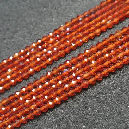 Natural Orange Garnet Loose Beads Faceted Round Beads