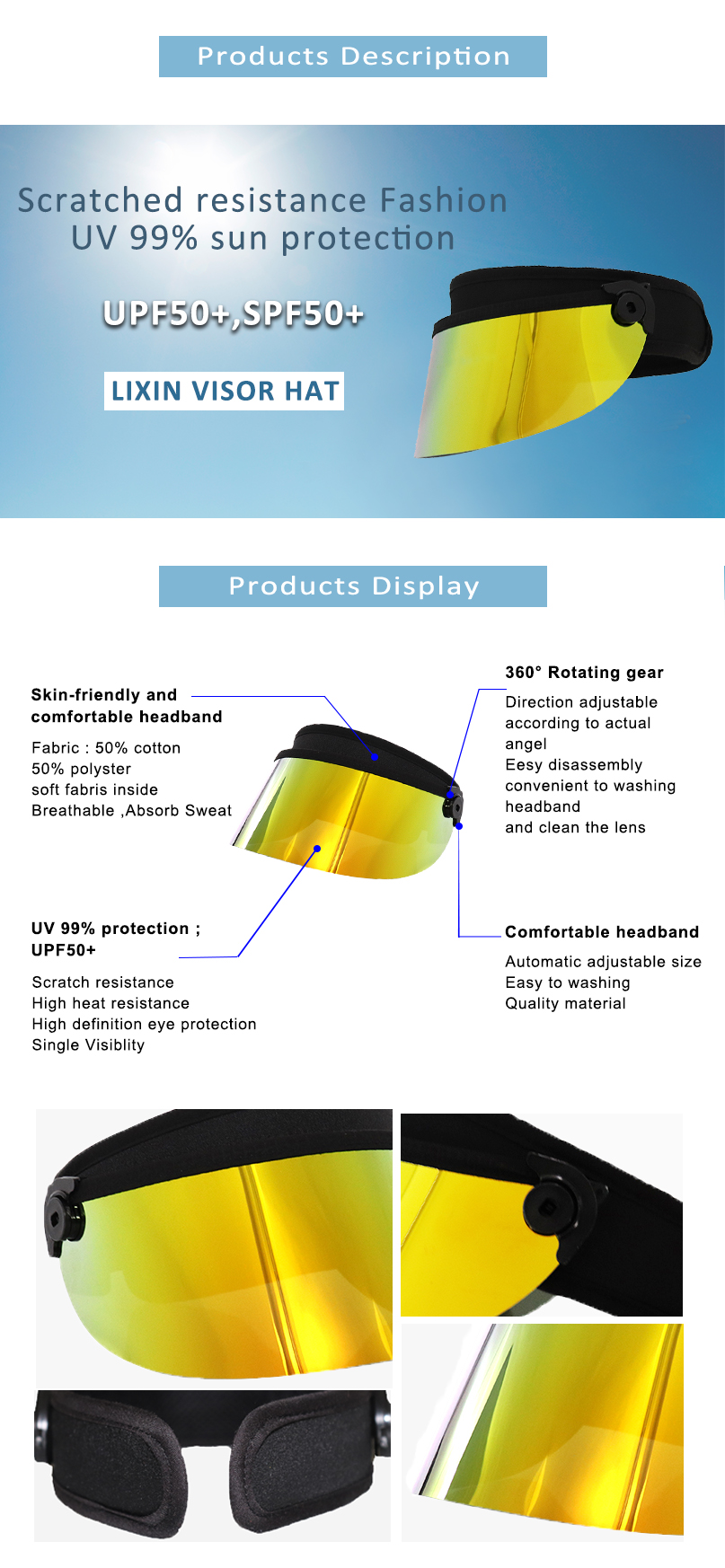 Sport Visor Face Shield Uv Protection Sun Visor Hat Factory