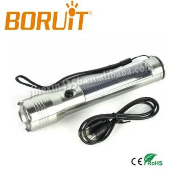 Boruit RJ-0657 USB Rechargeable 1W LED Solar Flashlight