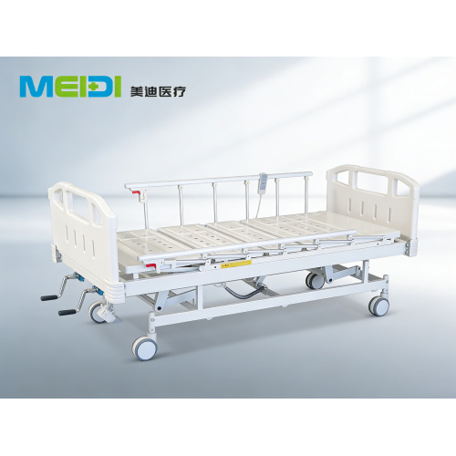 Electric Hospital Bed with Central Brake, 6-Bar Side Rails, Back & Leg Adjustment