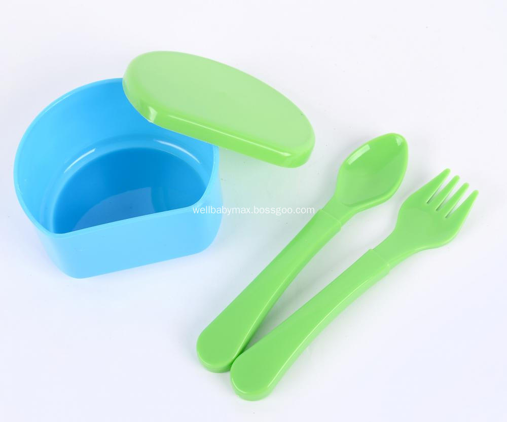 3PCS PP Baby Feeding Bowl with Baby Spoon and Fork