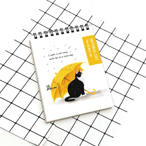 Notebook Notes Rain scene cat A5 vertical spiral coil notebook Factory