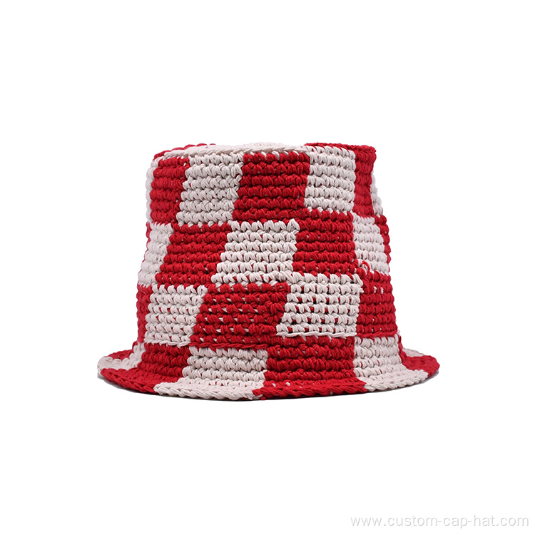 Women Knitted Lattice Bucket Hat