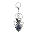 Sodalite 13X18mm Cabs Antique Silver Alloy Spider Pendant Keychain