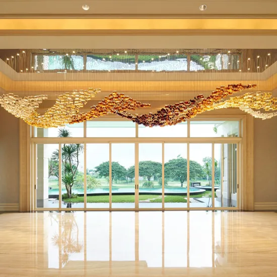 Contemporary grand hotel lobby glass long chandelier light