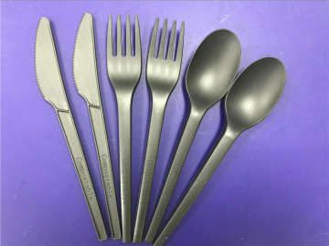 biodegradable CPLA cutlery black cutlery set knife fork spoon