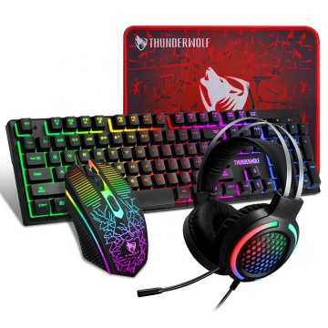 4 in 1 Mechanical Gaming Kit: RGB Backlit Keyboard, Mouse, Headset, and Mousepad