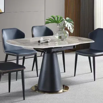 Rotating Extendable Marble Dining Table for 4 Chairs