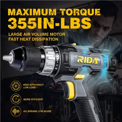 RIDA 20V Cordless Power Drill: A Versatile Battery-Operated Screwdriver and Hand Drill
