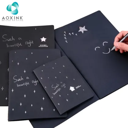 School Diary Black Paper Notebook Student Stitch Notebook