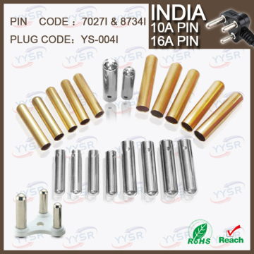 8734 7034 7.0mm 8.7mm 15/16AMP South Africa India Plug Pin with 10/16A Crimping Brass Pin Hollow Solid