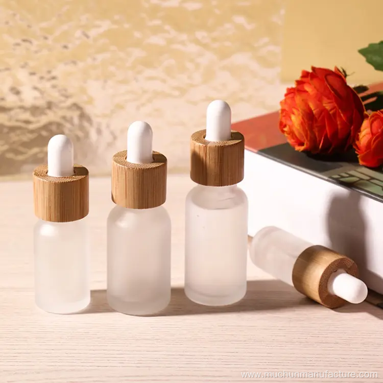 Empty Bamboo Dropper Serum Bottle