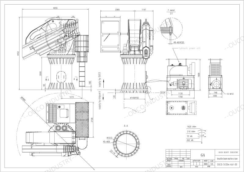 5T20M Knuckle Boom Marine Crane GA Drawing