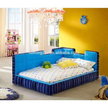 Blue Fabric Castle Children Soft Bed with Wall DSE007-1