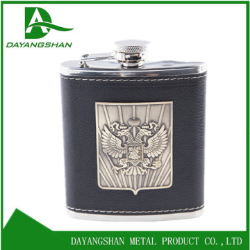 Whiskey Drinkware With Embossed Logo Direct Manufactor Waterproof FDA 6oz Leather Flask