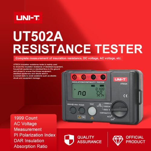 UNI-T UT502A 2500V Digital Insulation Resistance Meter Tester Megohmmeter Highly Voltmeter Continuity Tester w/LCD Backlight