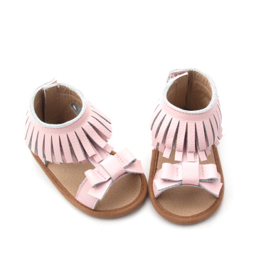 Nova moda bebê borla arco sandálias