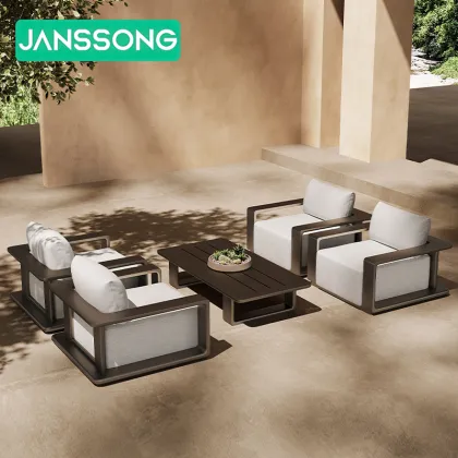 Modern Villa Courtyard: Waterproof Metal Outdoor Furniture Set