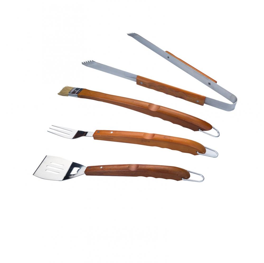 Mango de madera Barbacue Grill Cutlery Set 4 TLG