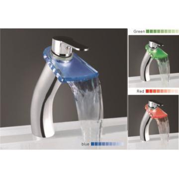 LED Faucet, Glass LED waterfall Basin  Mixer