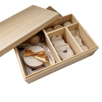 Hölzerne Keepsake Storage Box - Holzorganisator Geschenkverpackungsschachtel für Baby -Meilensteine