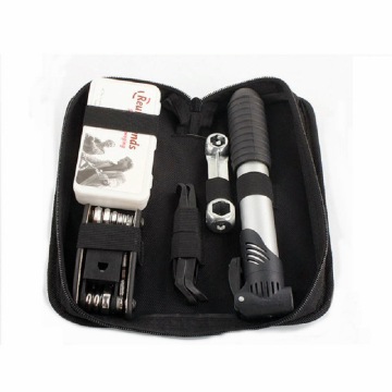 Bicycle Repair Tool Set: Pump, Wrench, and Accessories