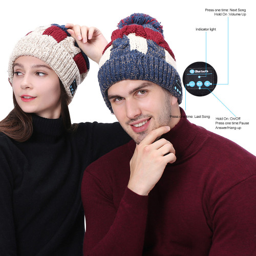 Stilvolle Winter warme Bluetooth-Mütze Strickmütze