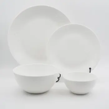 hot selling white embossed new bone dinnerware set