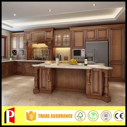 Exquisite solid wood carvings kitchen cabinets
