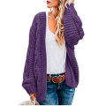 Womens Open Front Long Sleeve Chunky Knit Cardigan