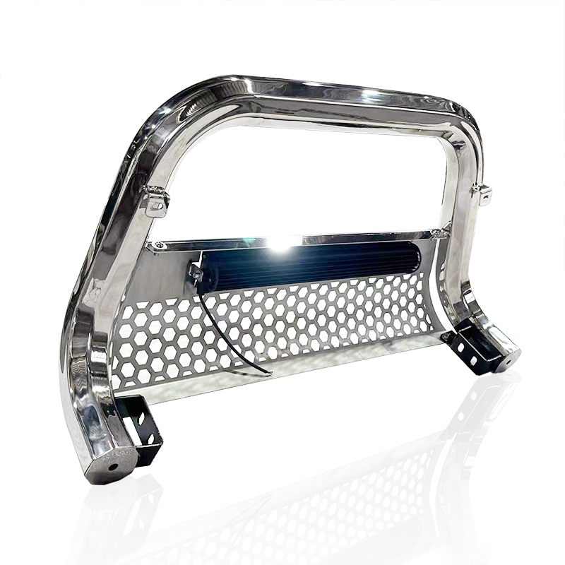 Octagon tube stainless steel front bumper with light