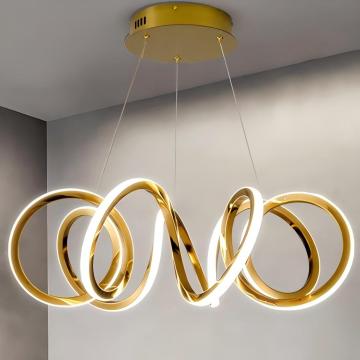 Nordic Irregular Circular Pendant Lamp with Gold Interior