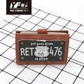 Porte-cartes en PU de style plaque rétro