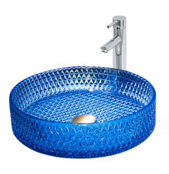 Factory Wholesale Luxury Diamond Shaped Crystal Glass Bathroom Wash Basin Sink