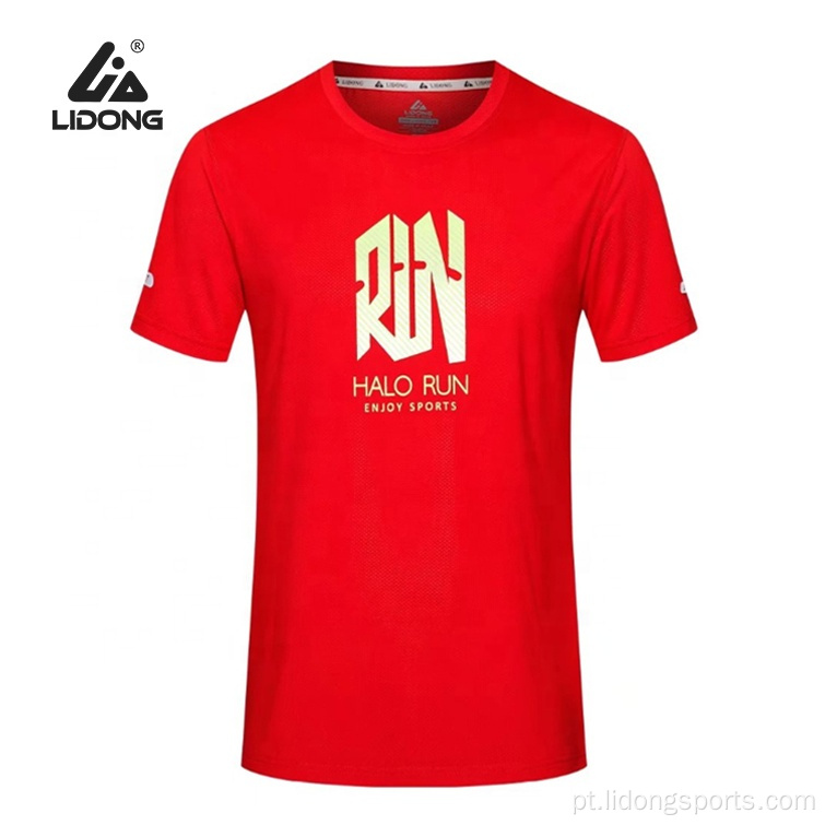 Camiseta por atacado de impressão personalizada em redondo esportes de corrida