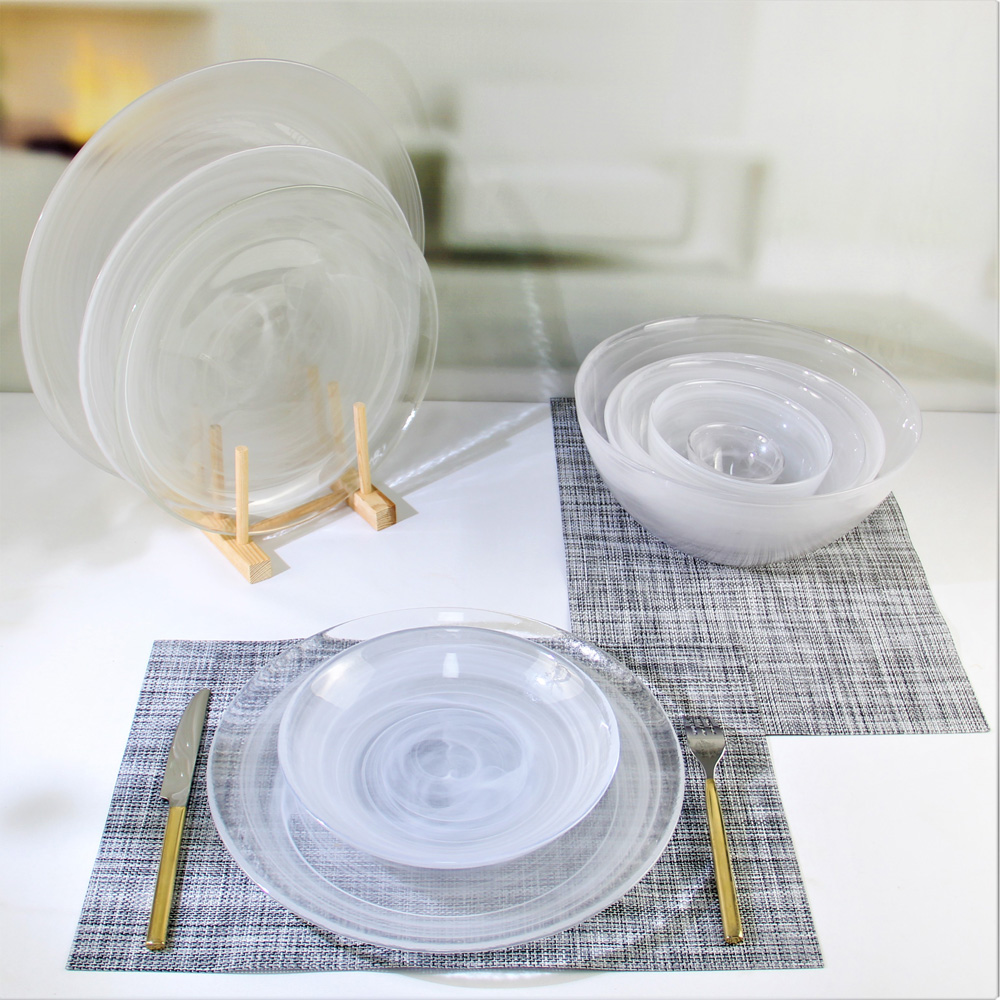 White Cloudy Glass Plate