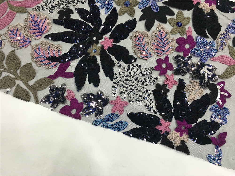 Flower Spangle Embroidery Fabric