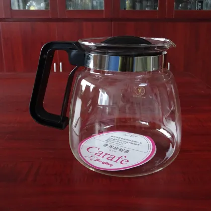 Custom made heat resistant 1800ml big pyrex glass teapot with handle
