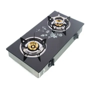 Home Indoor Kitchen Cooktops Tempered Glass Top Gas Cooker Stove 2 Burner Stove