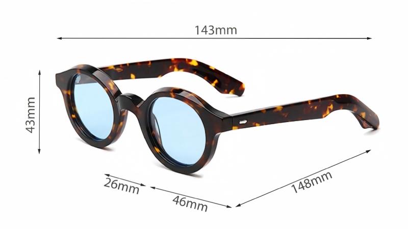 Mellume Vintage Small Round Acetate Sunglasses ME2086-size