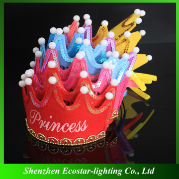 Hot Christmas children Party LED light crown princess king birthday party boys girls hat cap Flash Sparkle hair hoop headband