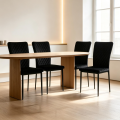Silla de comedor duradera con respaldo alto de terciopelo negro