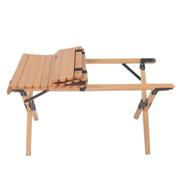 Bamboo Folding Egg Roll Table with Storage Bag for BBQ and Outdoor Camping